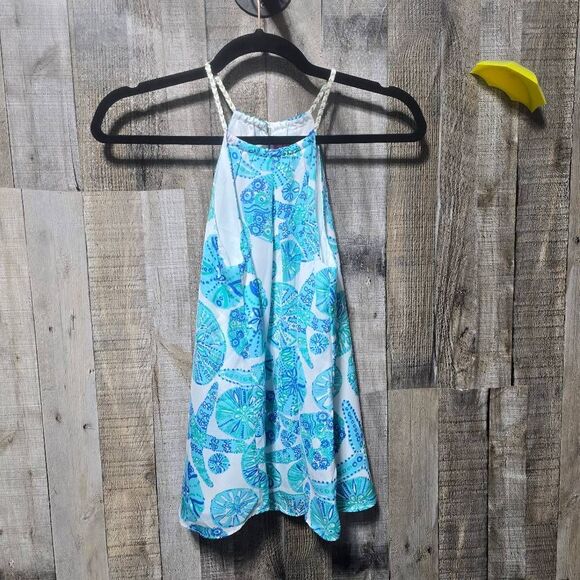 Lilly Pulitzer Bowen Halter Top in Las Olas Aqua Strong Current Sea - Picture 2 of 6
